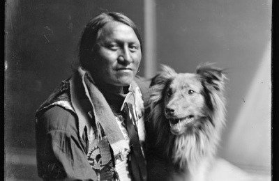 Charging Thunder, American Indian photograph from glass negative. ca. 1900