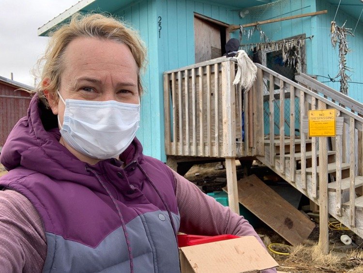 In April 2020, Dr. Laurie Meythaler-Mullins was invited to Quinhagak, Alaska, to vaccinate dogs after a rabid coyote attack. (UAF/CSU photo)