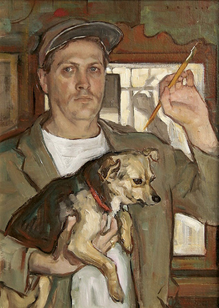 self portrait with dog